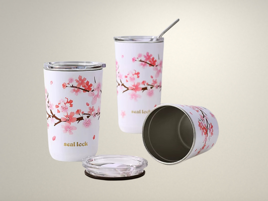 CupWize Cherry Blossom Stainless Steel Thermal Travel Mug – Leak-Proof Insulated Coffee & Tea Tumbler