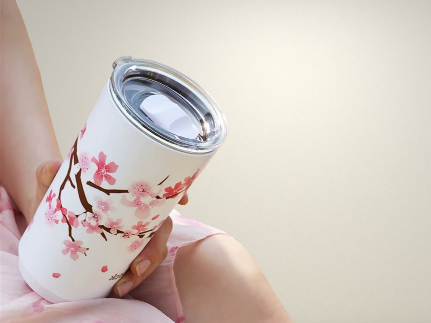 CupWize Cherry Blossom Stainless Steel Thermal Travel Mug – Leak-Proof Insulated Coffee & Tea Tumbler