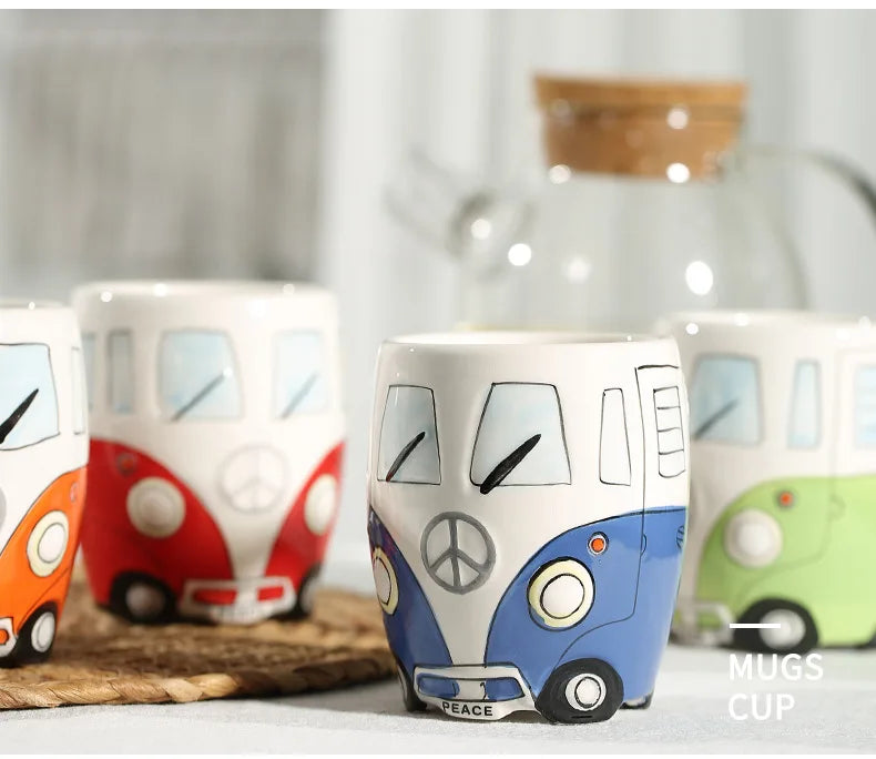 CupWize Bus Mug – 400ml Handcrafted Cartoon Ceramic Coffee, Milk & Tea Cup