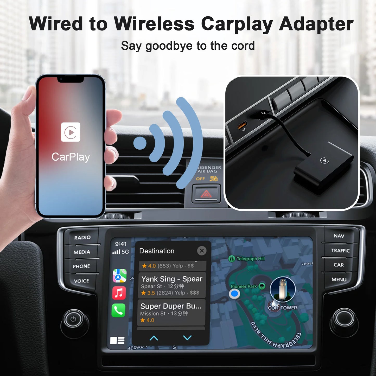 CarPlay Adapter: Wired to Wireless Connection (2024, Voice Assistant)