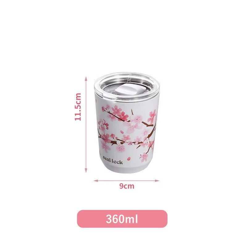 CupWize Cherry Blossom Stainless Steel Thermal Travel Mug – Leak-Proof Insulated Coffee & Tea Tumbler