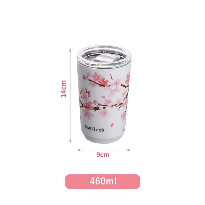 CupWize Cherry Blossom Stainless Steel Thermal Travel Mug – Leak-Proof Insulated Coffee & Tea Tumbler