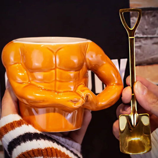 CupWize Creative Muscle Man Mug – Funny Ceramic Coffee & Milk Cup for Gym Lovers