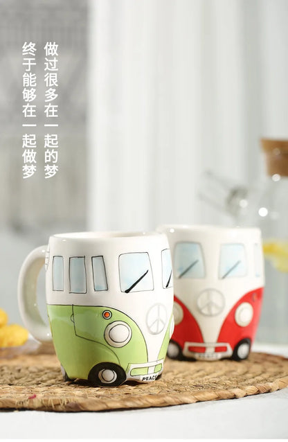 CupWize Bus Mug – 400ml Handcrafted Cartoon Ceramic Coffee, Milk & Tea Cup