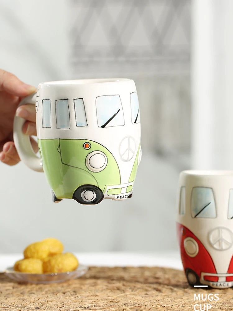 CupWize Bus Mug – 400ml Handcrafted Cartoon Ceramic Coffee, Milk & Tea Cup