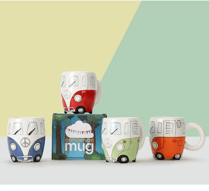 CupWize Bus Mug – 400ml Handcrafted Cartoon Ceramic Coffee, Milk & Tea Cup