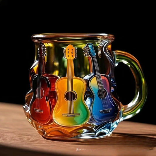 CupWize Guitar Art Mug – Hand-Painted Resin & Porcelain Music Mug