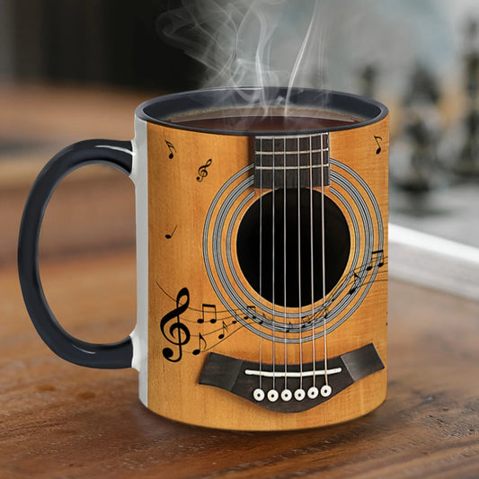 CupWize Guitar Lovers Ceramic Mug – Musical Notes Novelty Cup for Coffee, Tea & Cocoa