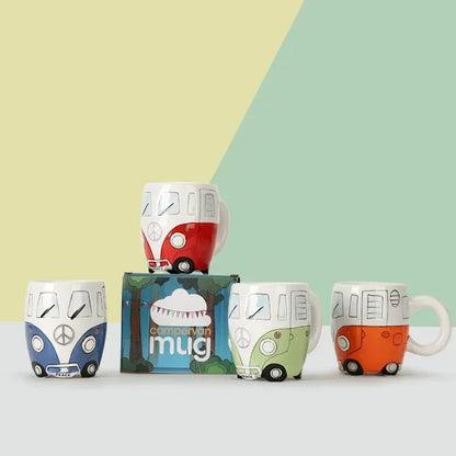 CupWize Bus Mug – 400ml Handcrafted Cartoon Ceramic Coffee, Milk & Tea Cup