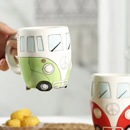 CupWize Bus Mug – 400ml Handcrafted Cartoon Ceramic Coffee, Milk & Tea Cup