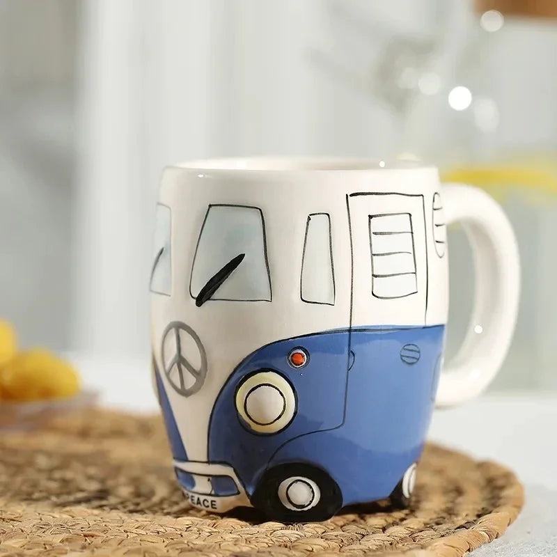 CupWize Bus Mug – 400ml Handcrafted Cartoon Ceramic Coffee, Milk & Tea Cup