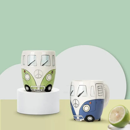 CupWize Bus Mug – 400ml Handcrafted Cartoon Ceramic Coffee, Milk & Tea Cup