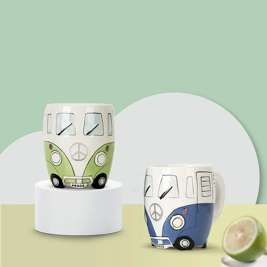 CupWize Bus Mug – 400ml Handcrafted Cartoon Ceramic Coffee, Milk & Tea Cup