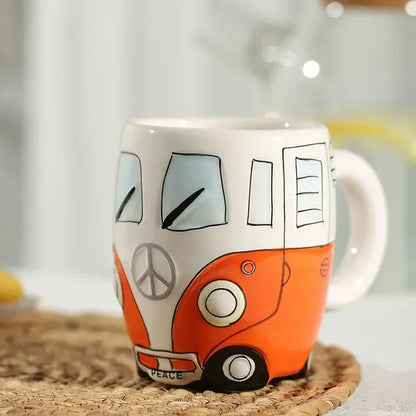 CupWize Bus Mug – 400ml Handcrafted Cartoon Ceramic Coffee, Milk & Tea Cup